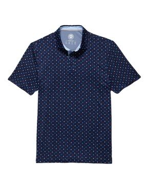Flag & Anthem Men's Navy Star Print Golf Performance Polo Shirt NWT Size M